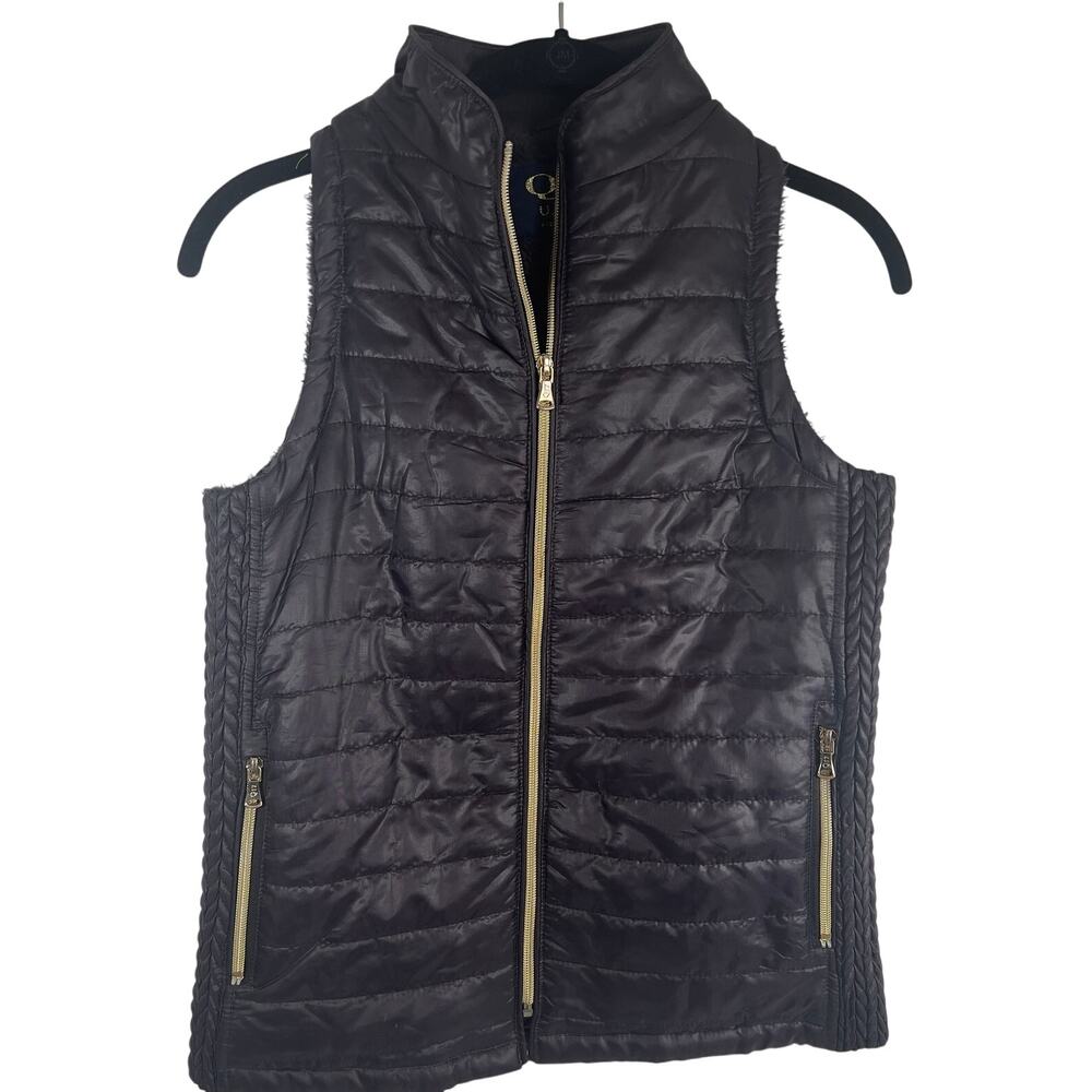 Q17 USA Burgundy Purple Women's Teens Quilted Puffed Fake Fur Lined Vest Small